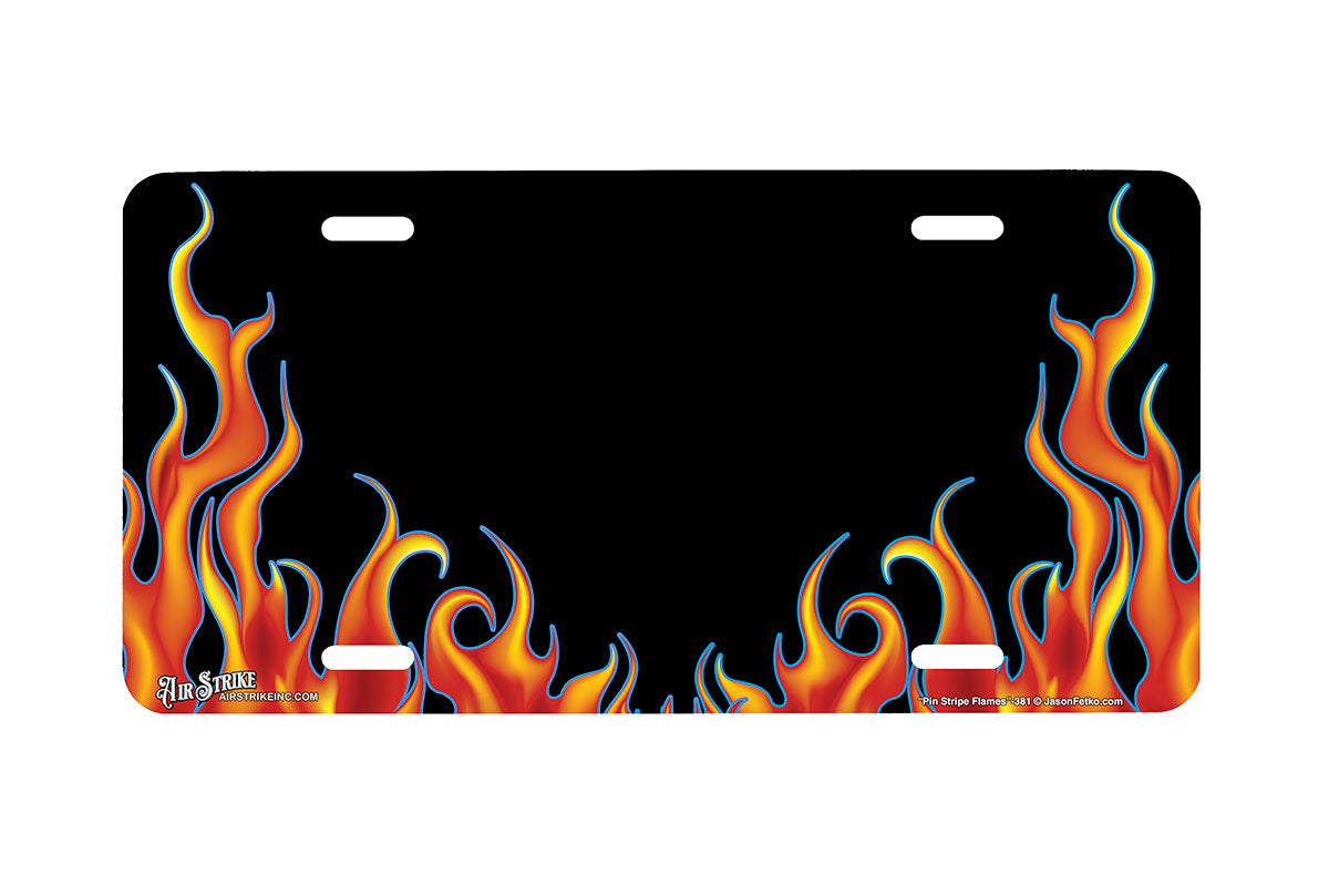 "Pin Stripe Flames" - Decorative License Plate