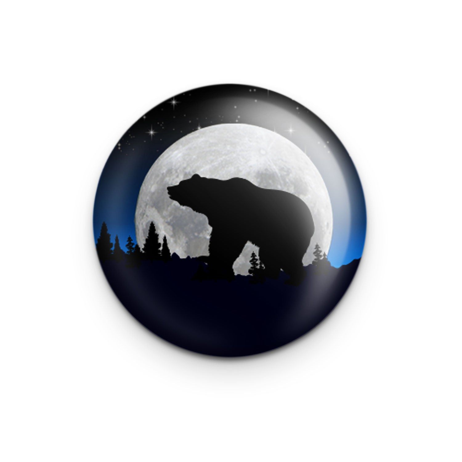 "Moonlight Bear" - 1" Round Pinback Button