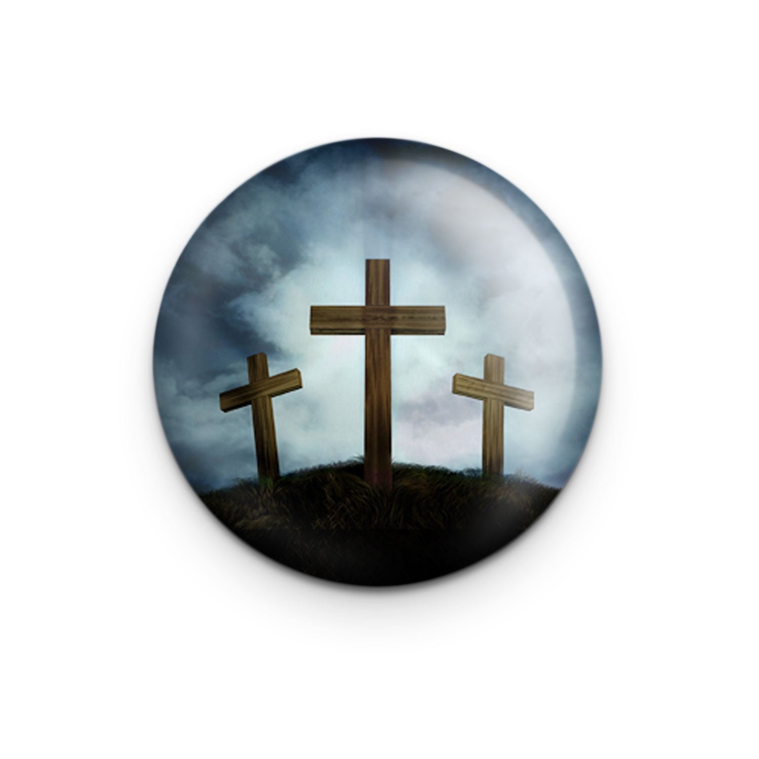 "Three Crosses" - 1" Round Pinback Button