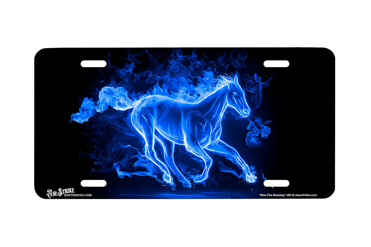"Fire Mustang Blue" - Decorative License Plate