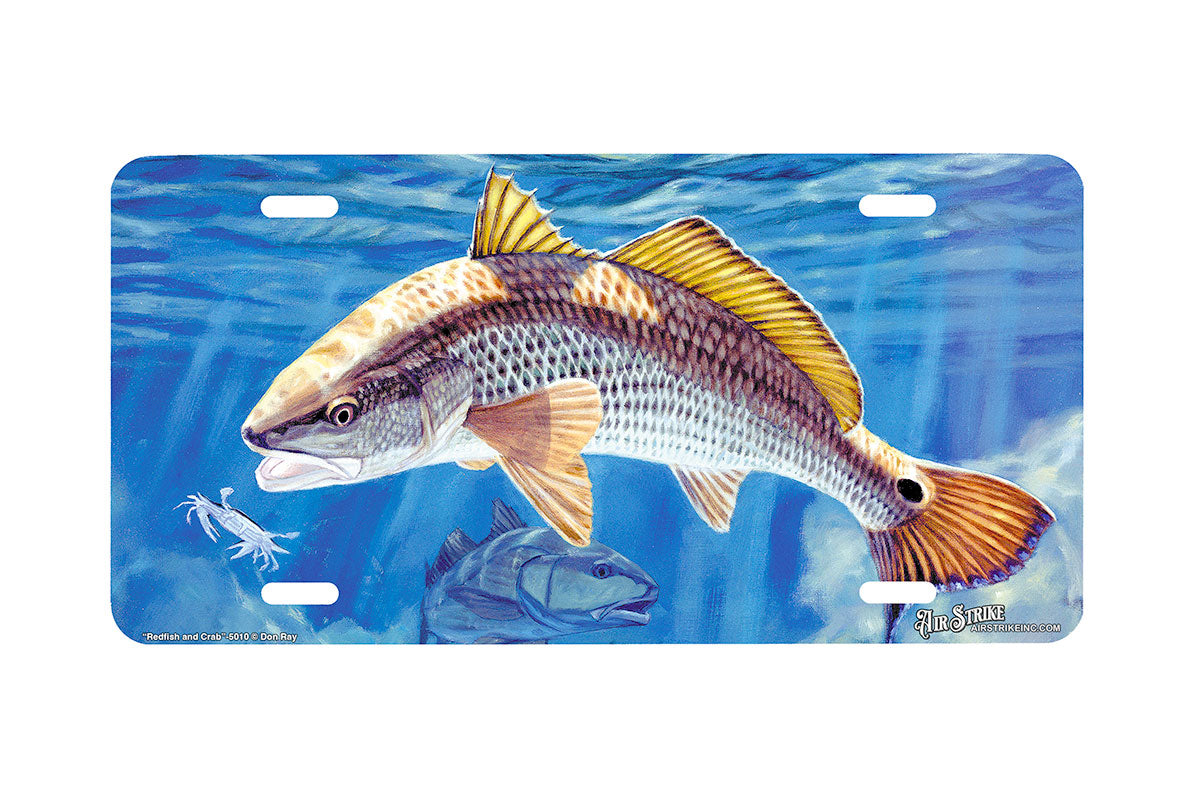 "Redfish And Crab" - Decorative License Plate