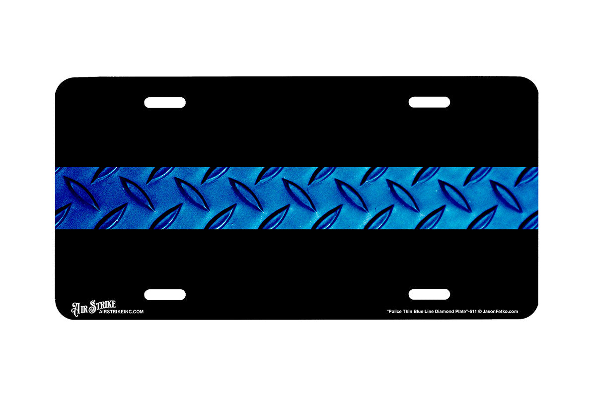 "Police Thin Blue Line Diamond" - Decorative License Plate