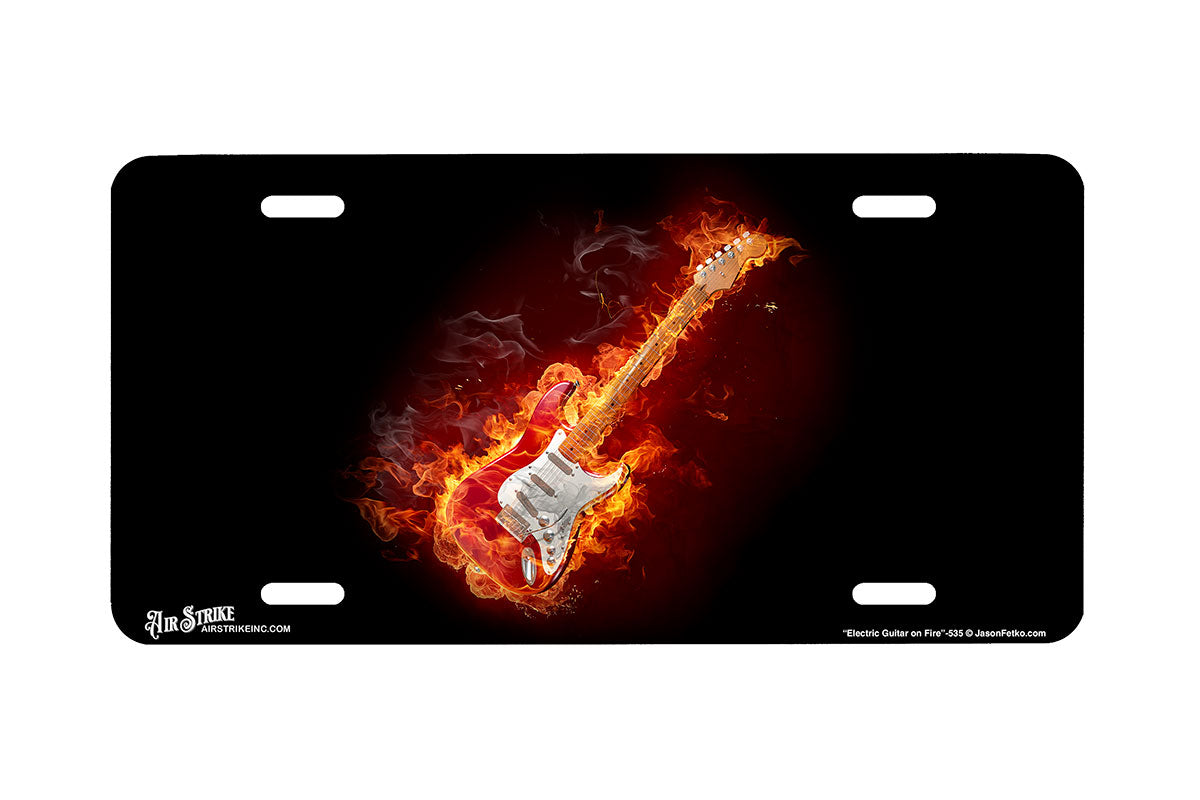 "Electric Guitar on Fire" - Decorative License Plate