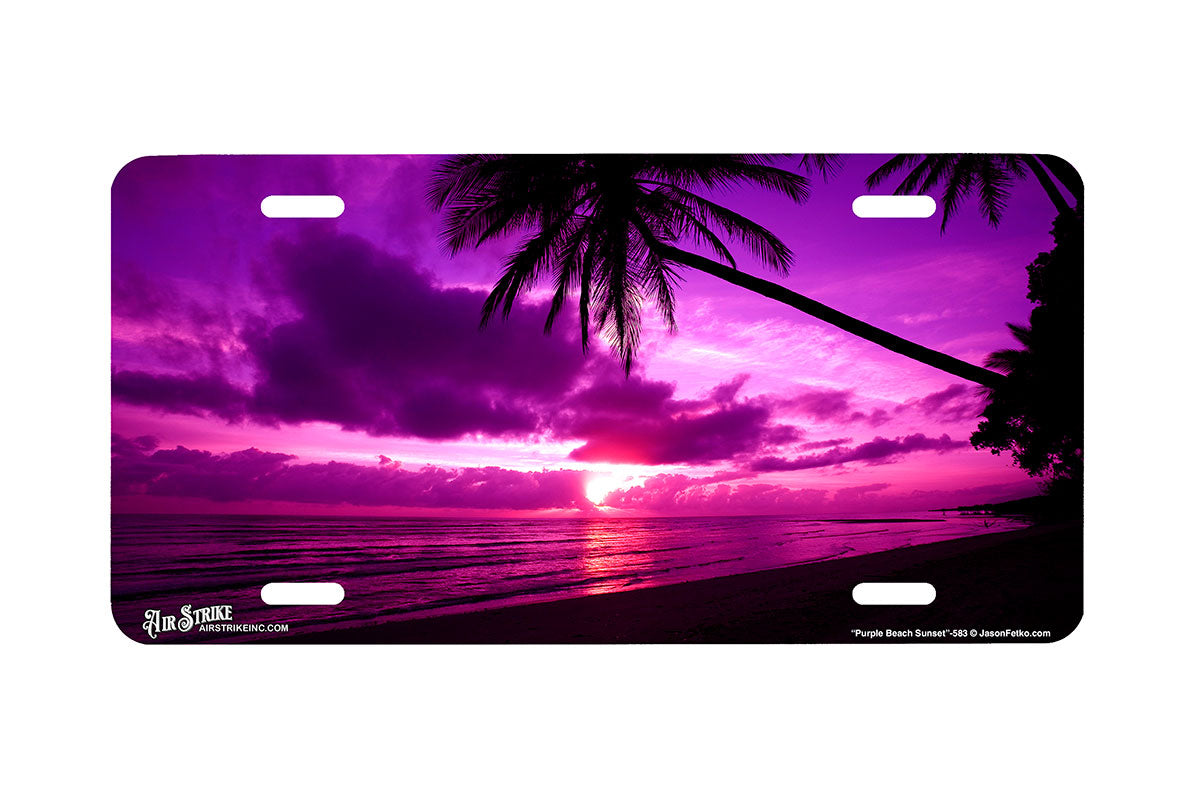 "Purple Beach Sunset" - Decorative License Plate