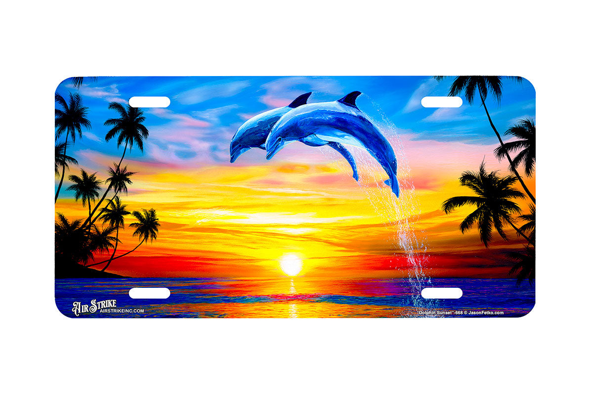 "Dolphin Sunset" - Decorative License Plate