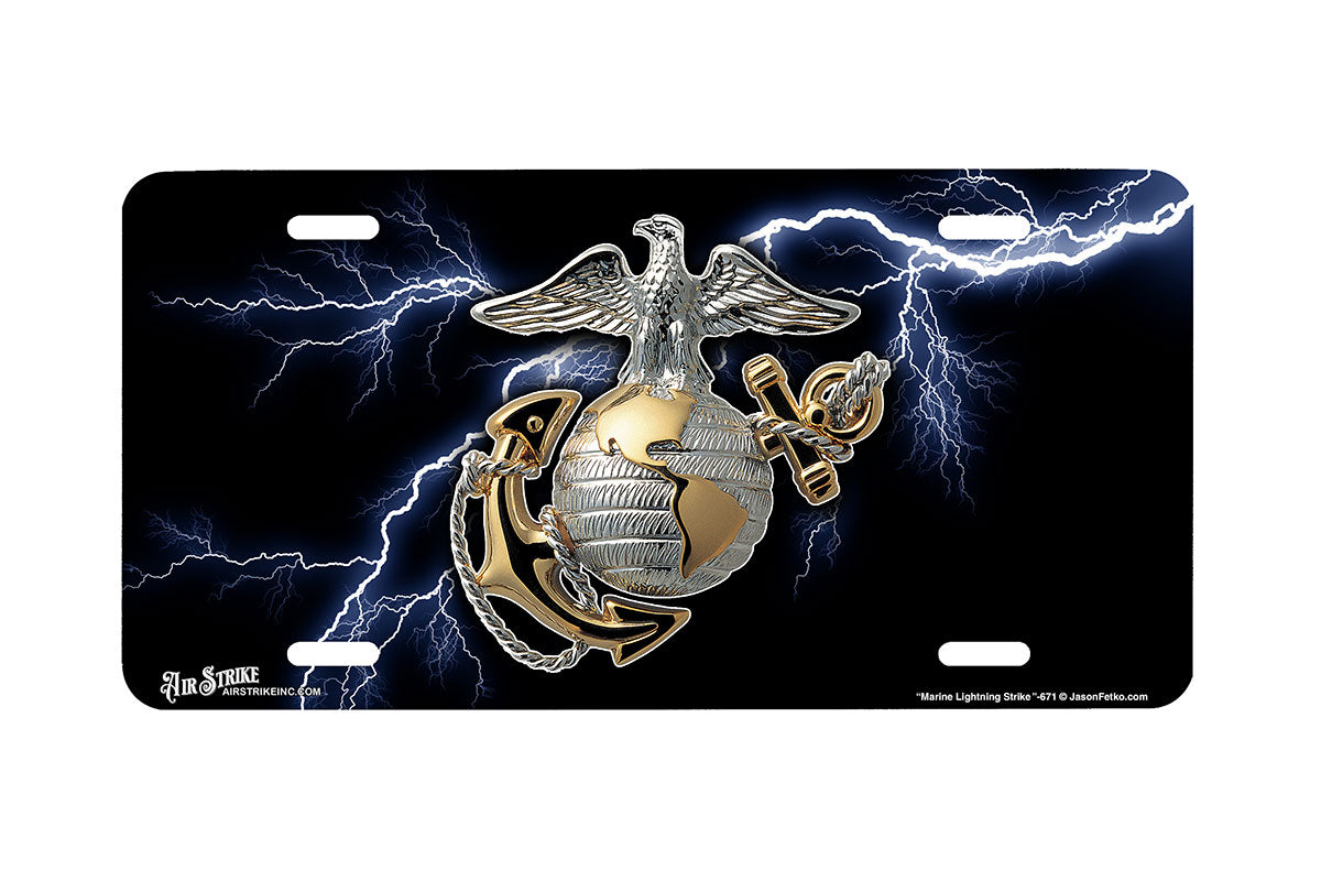 "Marine Lightning Strike" - Decorative License Plate