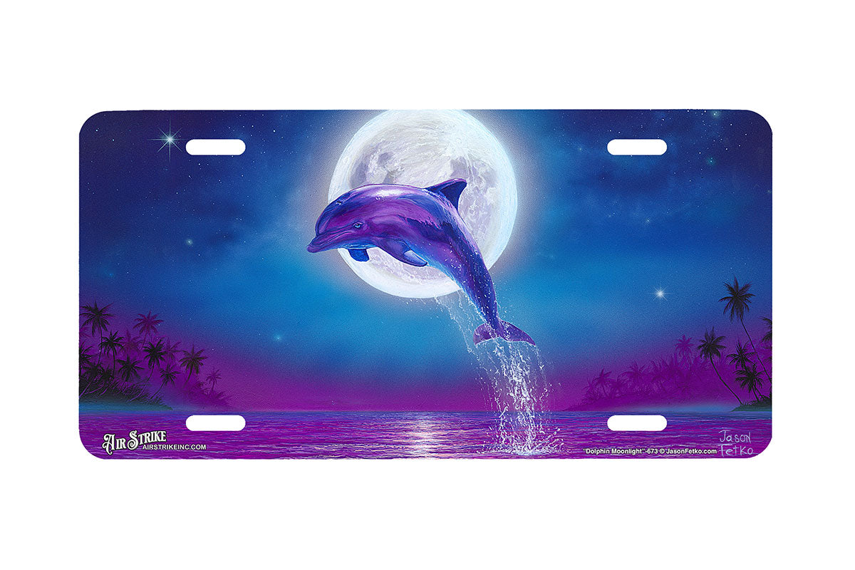 "Dolphin Moonlight" - Decorative License Plate