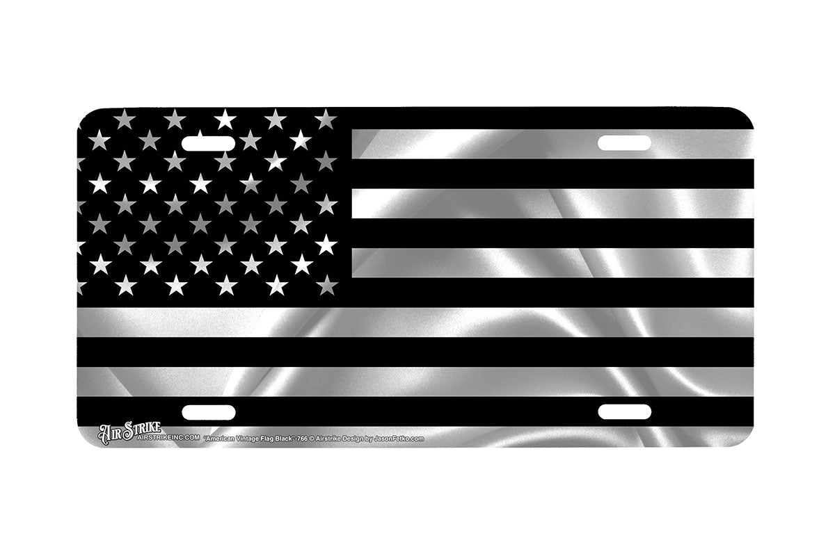 "American Vintage Flag Black" - Decorative License Plate