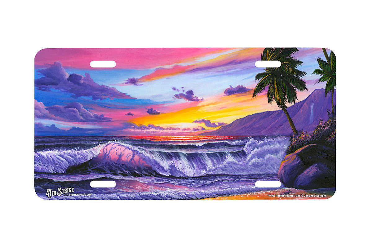 "Pink Pacific Palms" - Decorative License Plate