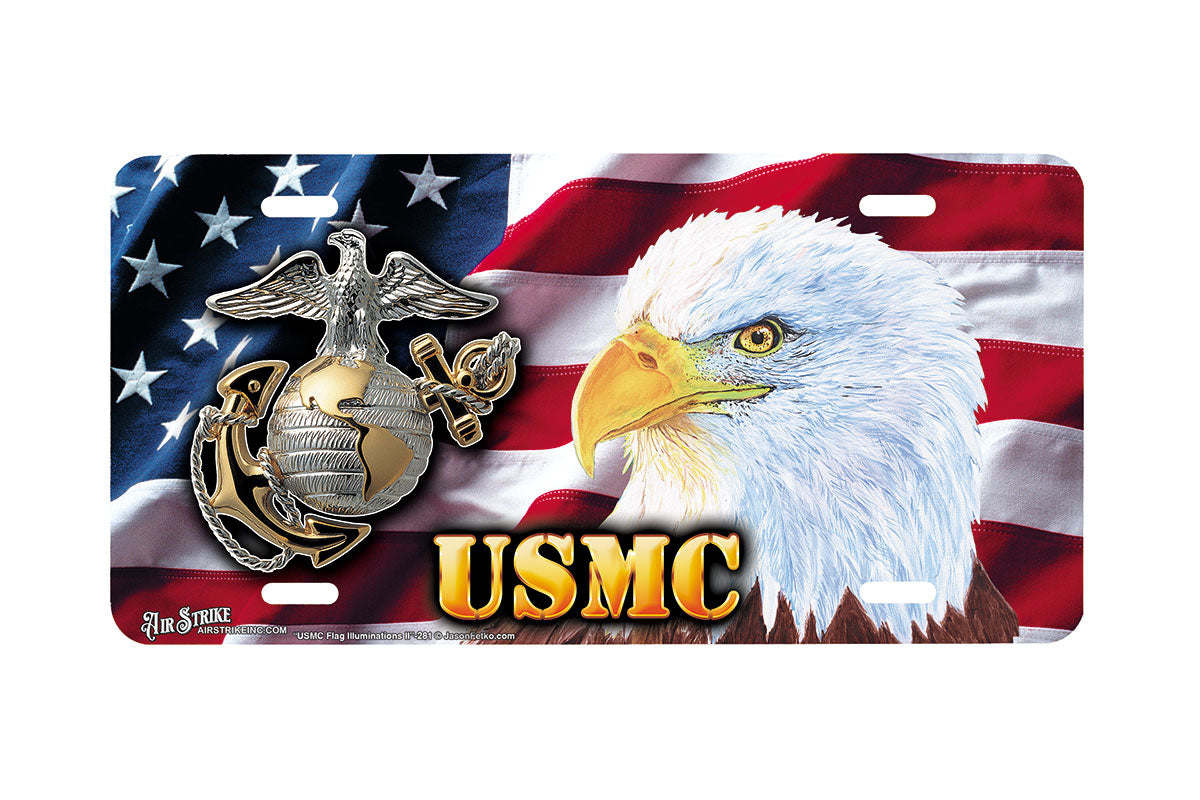 "USMC Flag Illuminations II" - Decorative License Plate