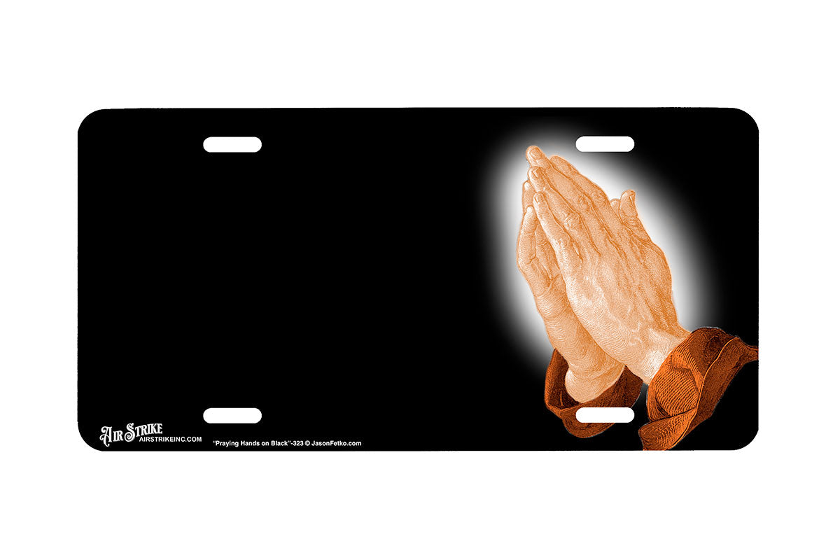 "Praying Hands on Black" - Decorative License Plate