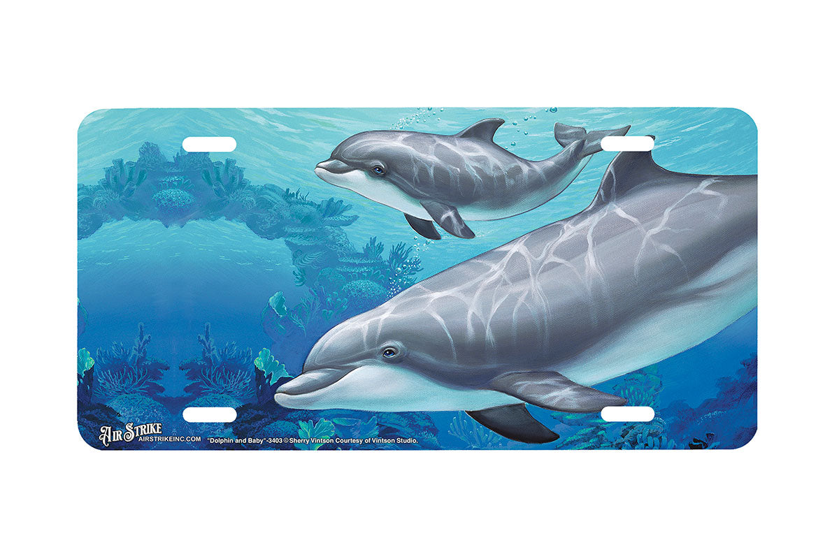 "Dolphin And Baby" - Decorative License Plate