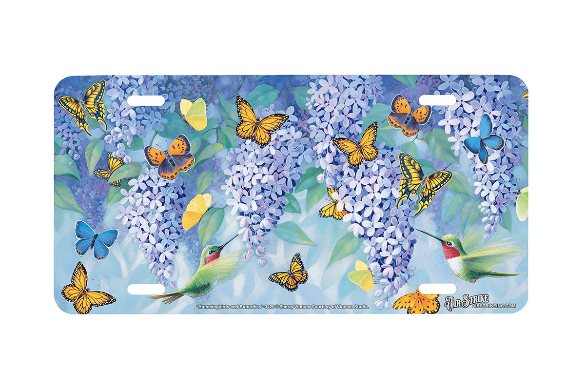 "Hummingbirds And Butterflies" - Decorative License Plate