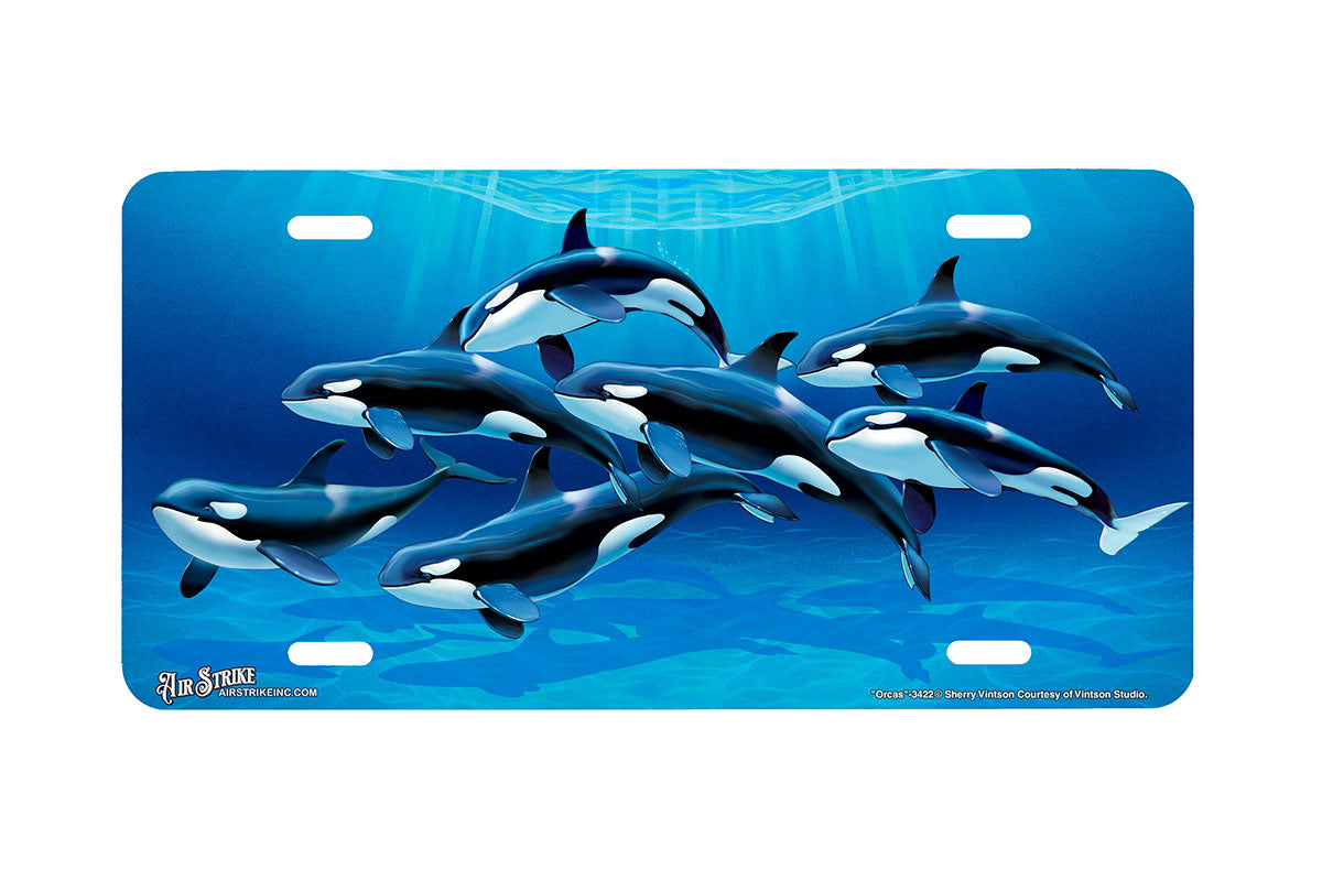 "Orcas" - Decorative License Plate