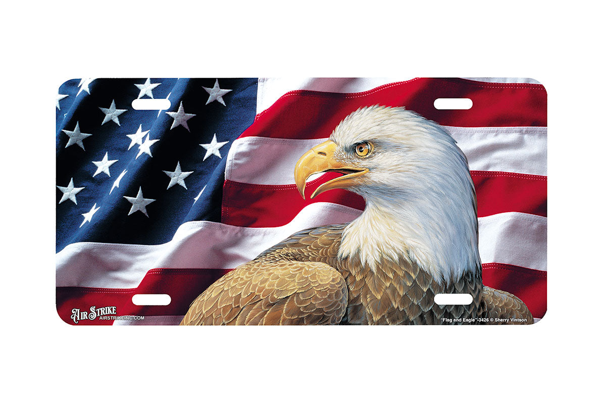 "Flag and Eagle" - Decorative License Plate