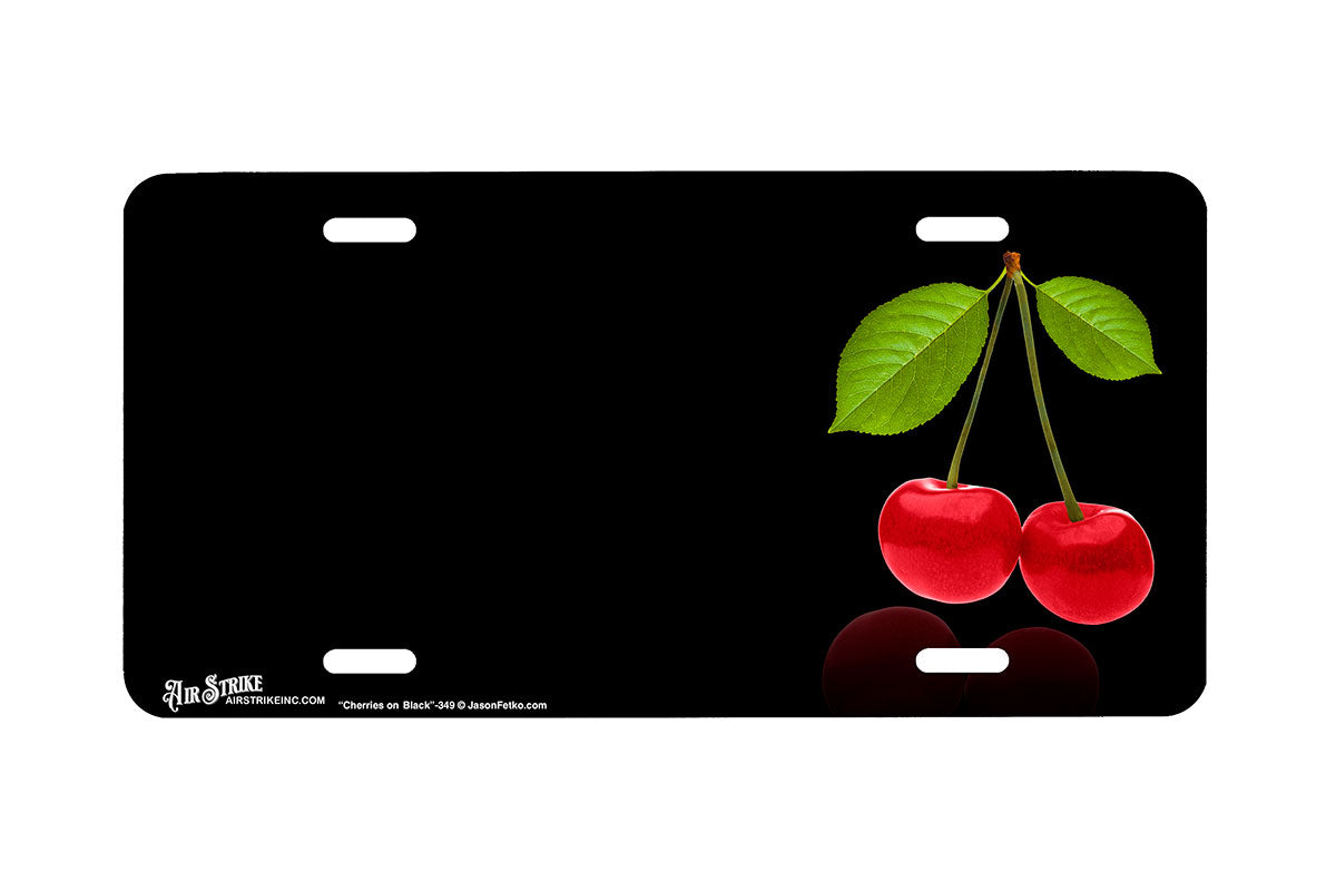 "Cherries on Black" - Decorative License Plate
