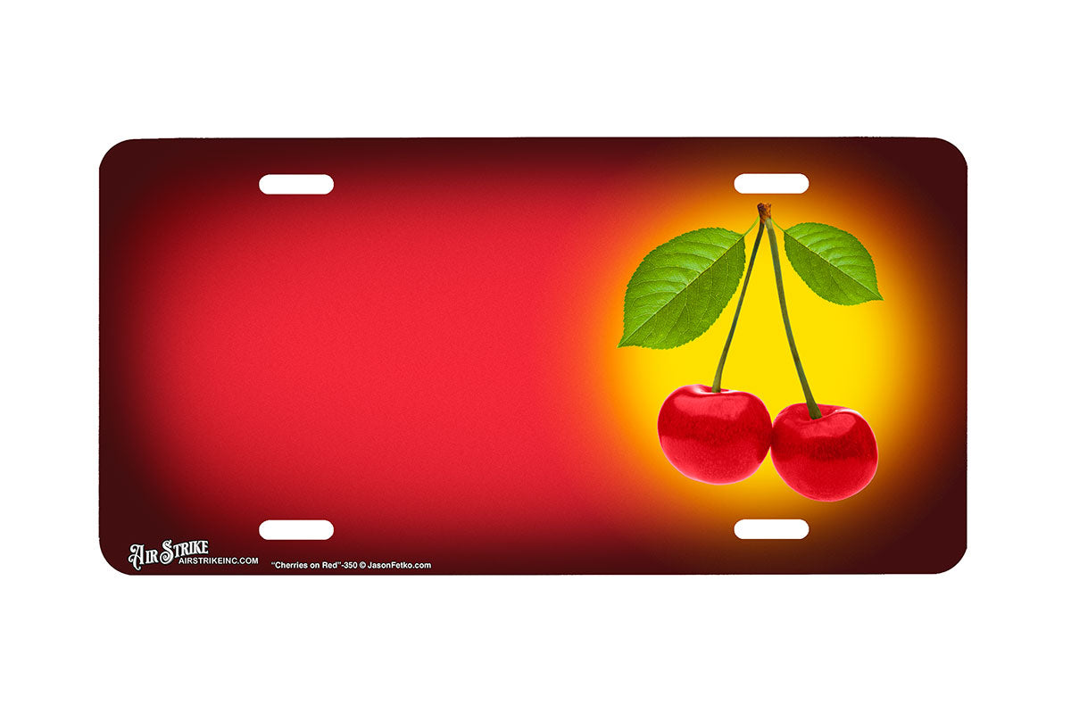 "Cherries on Red" - Decorative License Plate