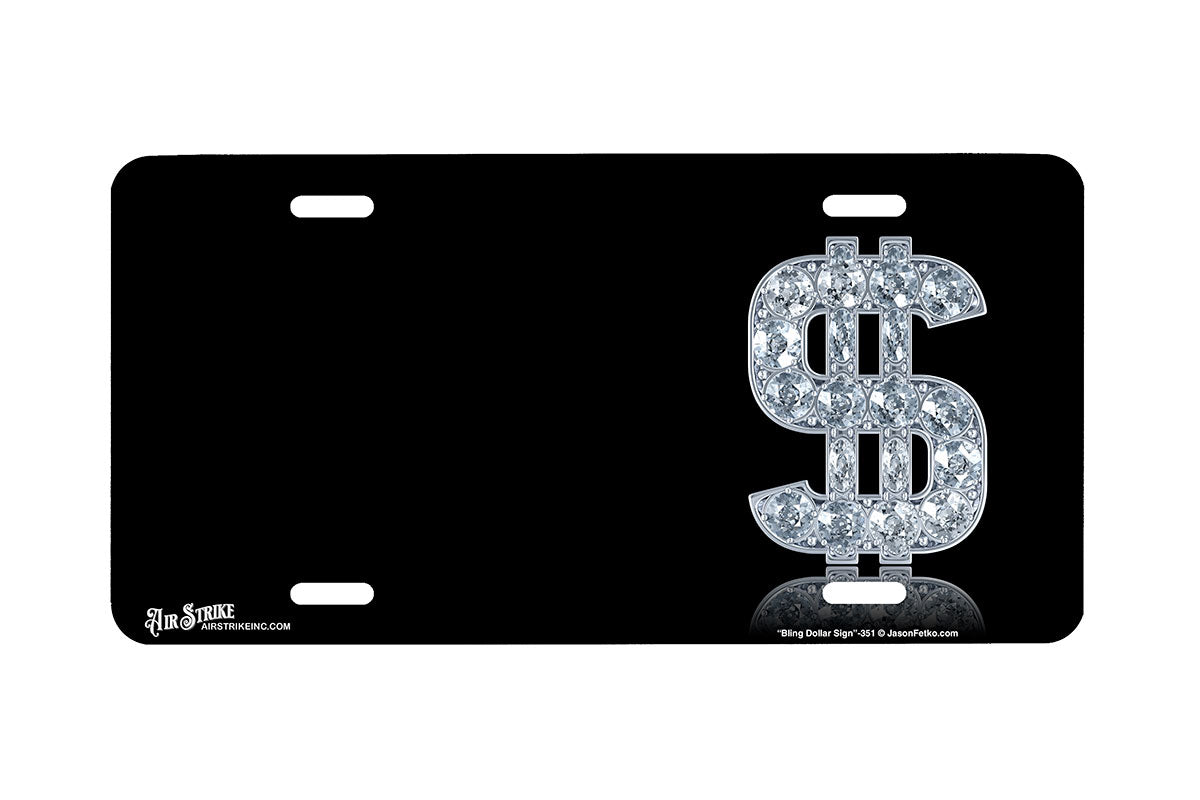 "Bling Dollar Sign" - Decorative License Plate