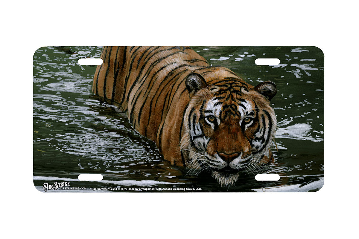 "Tiger in Water" - Decorative License Plate