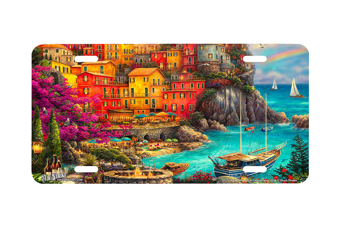 "A Beautiful Day At Cinque Terre" - Decorative License Plate