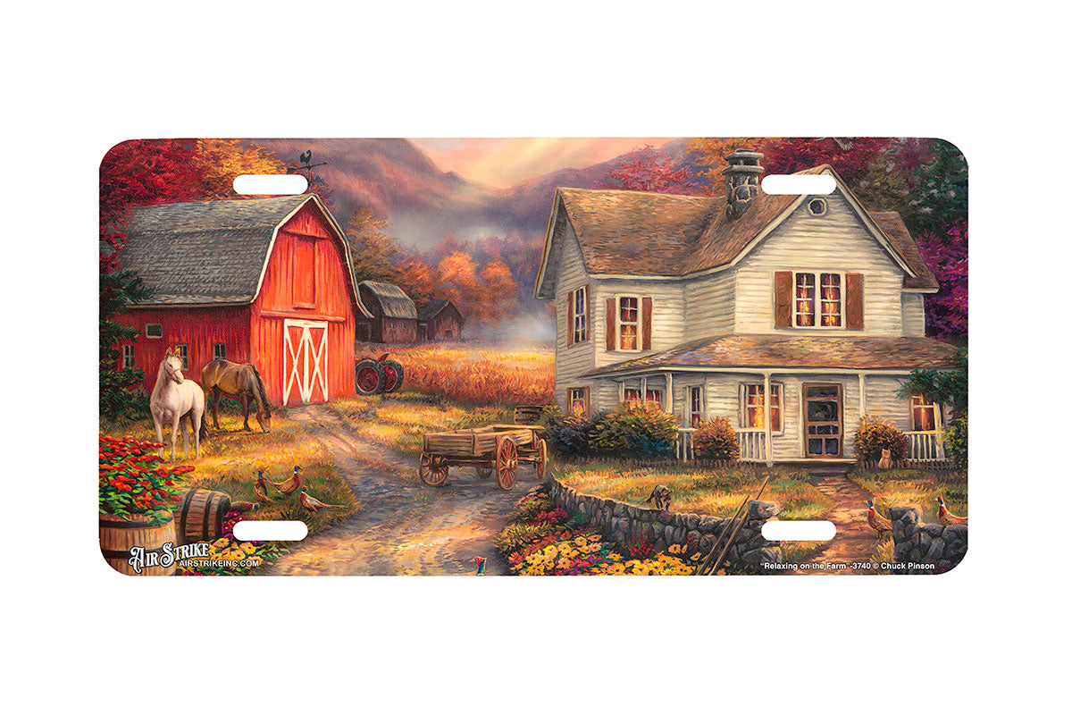 "Relaxing On The Farm" - Decorative License Plate