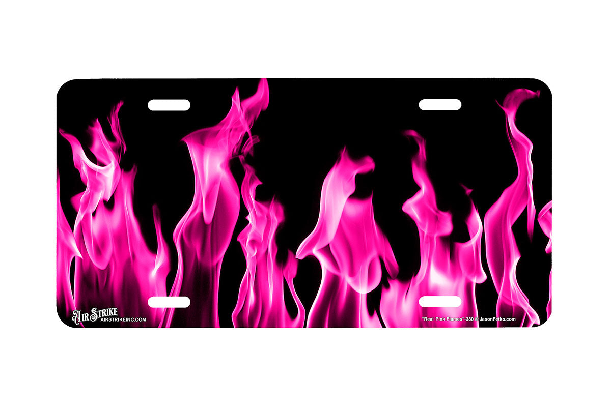 "Real Pink Flames" - Decorative License Plate