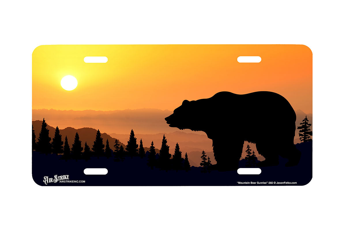 "Mountain Bear Sunrise" - Decorative License Plate