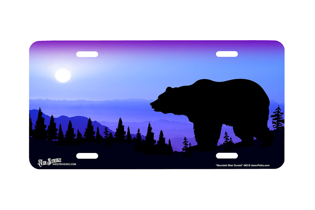 "Mountain Bear Sunset" - Decorative License Plate