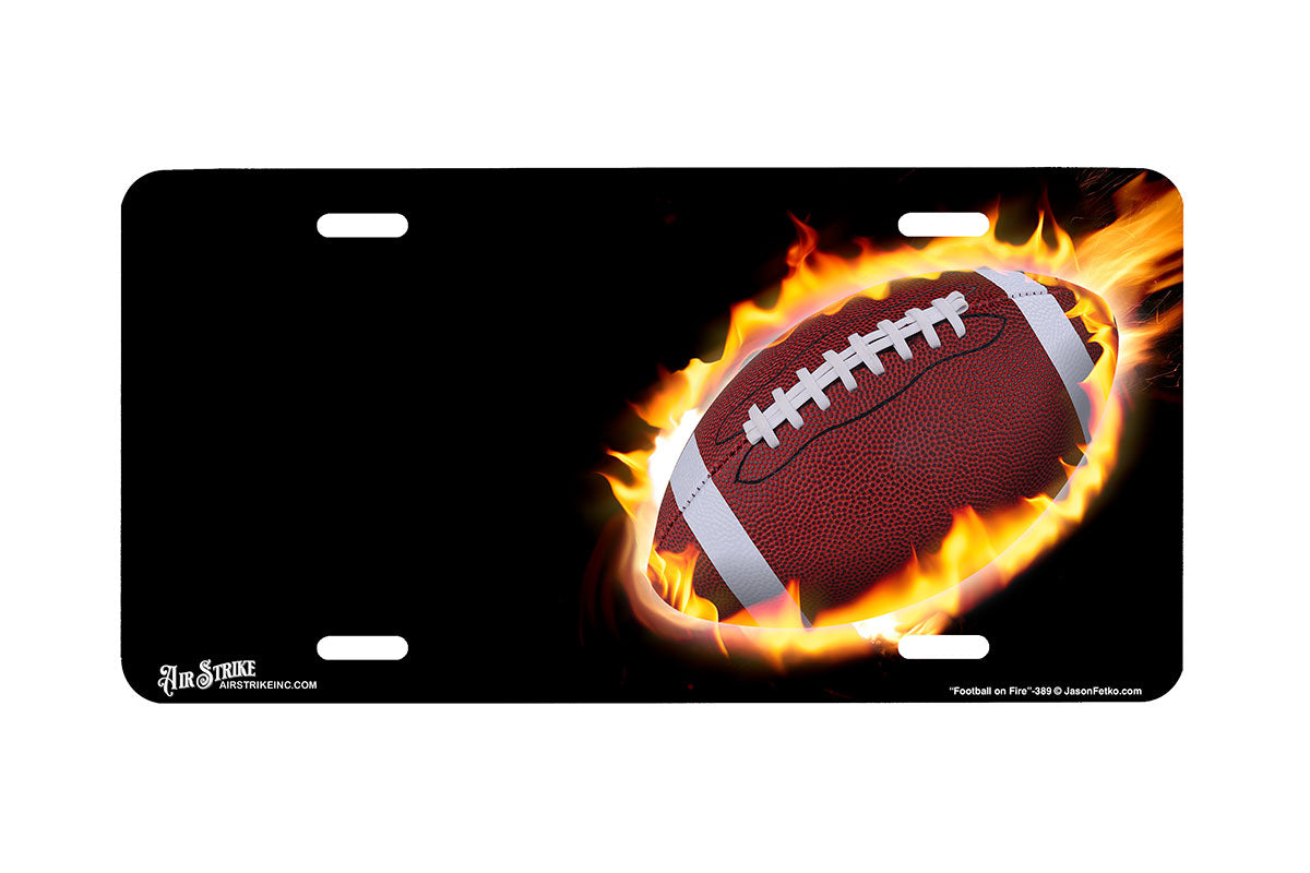 "Football on Fire" - Decorative License Plate