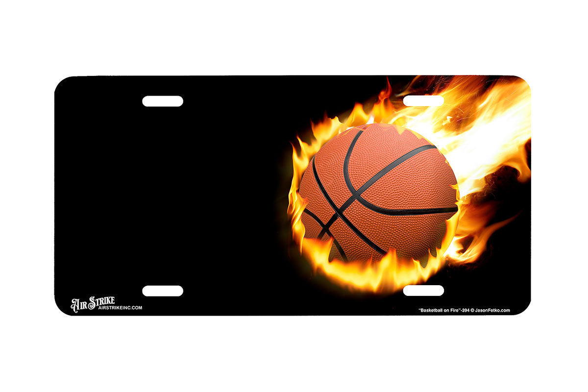 "Basketball on Fire" - Decorative License Plate