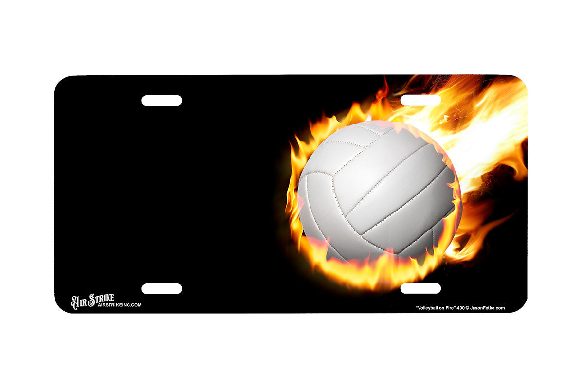 "Volleyball on Fire" - Decorative License Plate