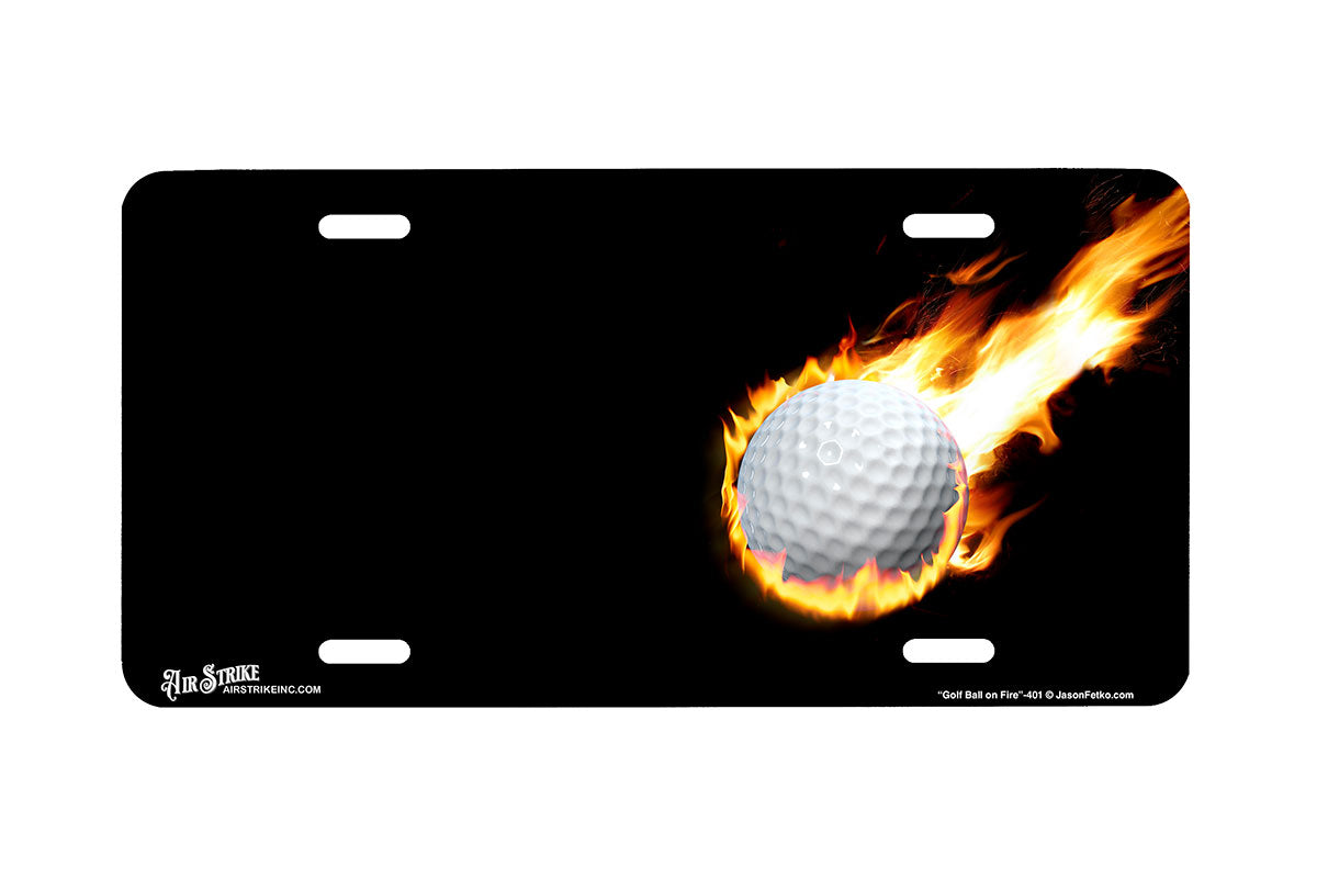 "Golf Ball on Fire" - Decorative License Plate