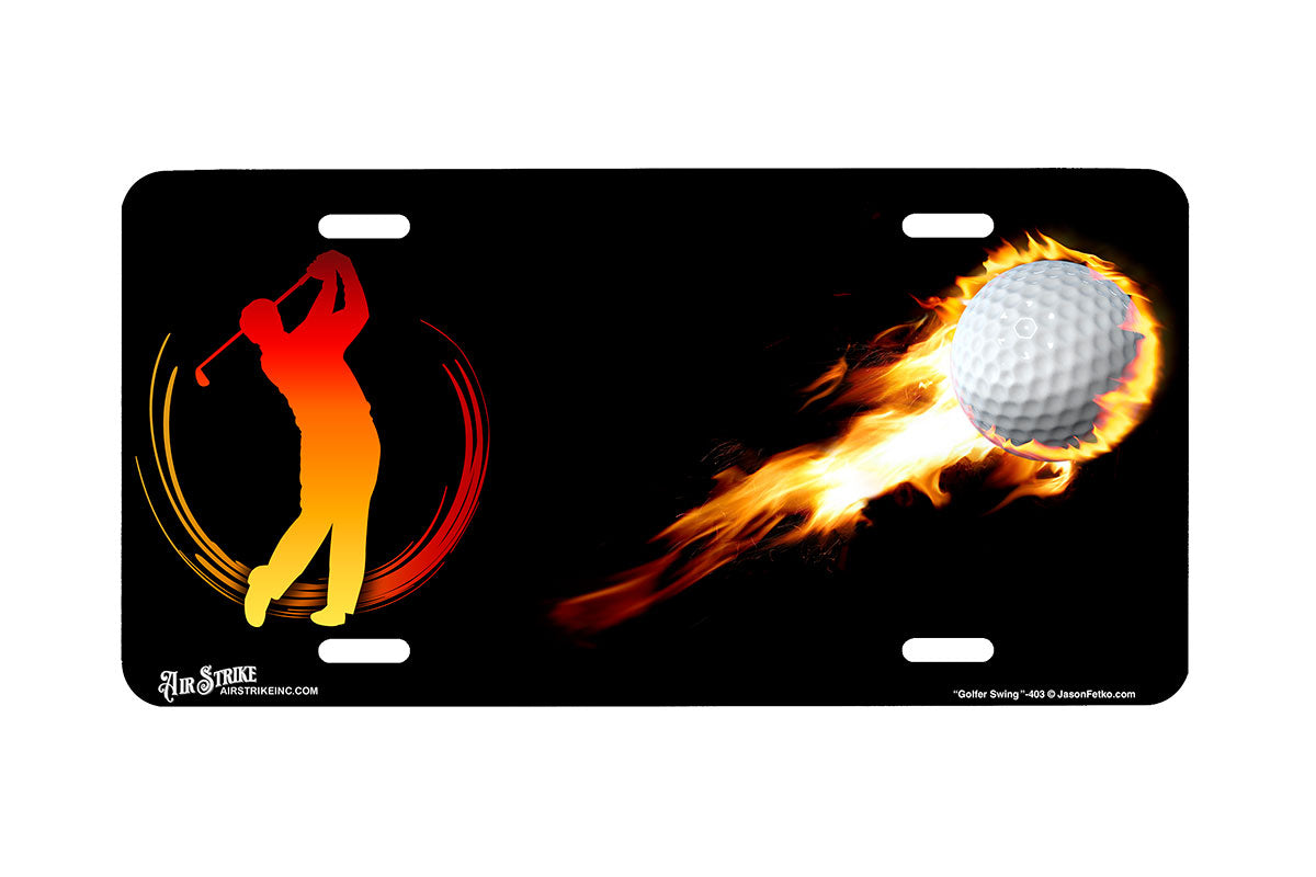 "Golfer Swing" - Decorative License Plate