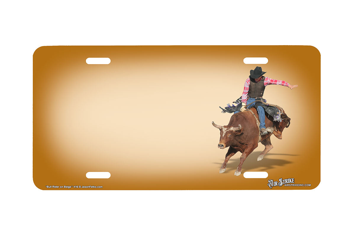 "Bull Rider on Beige" - Decorative License Plate
