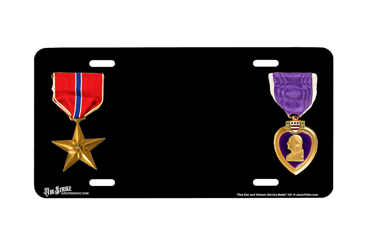 "Red Star and Vietnam Service Medal" - Decorative License Plate