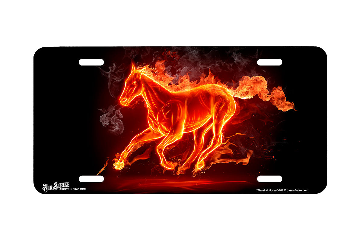 "Flaming Horse" - Decorative License Plate