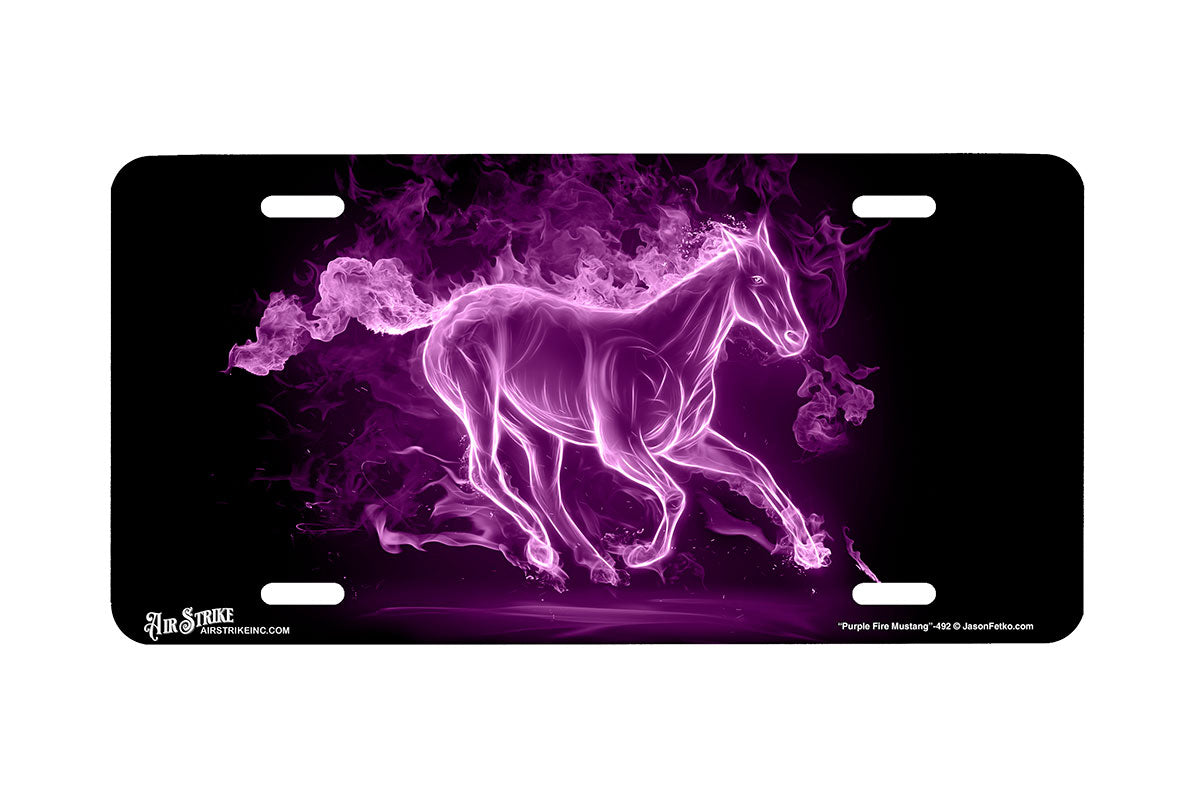 "Fire Mustang Purple" - Decorative License Plate