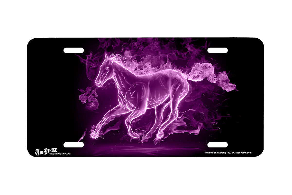 "Fire Mustang Purple" - Decorative License Plate