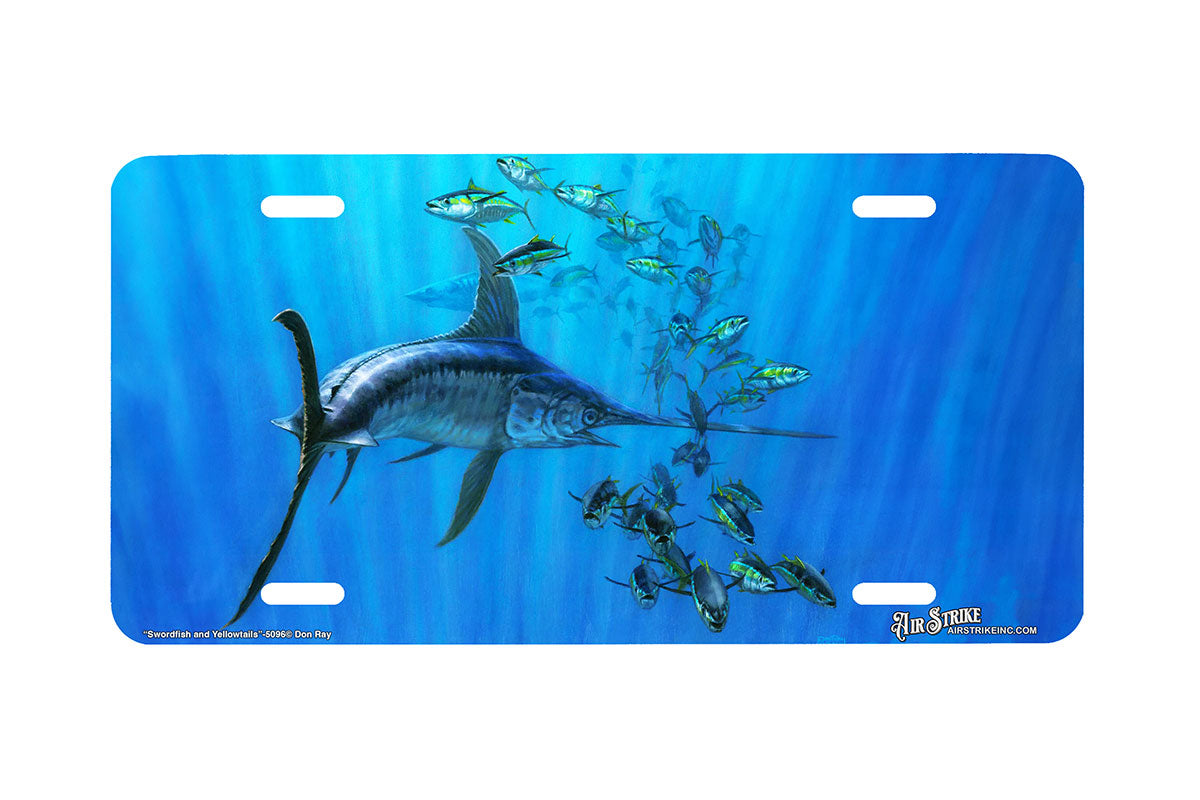 "Swordfish And Yellowtails" - Decorative License Plate