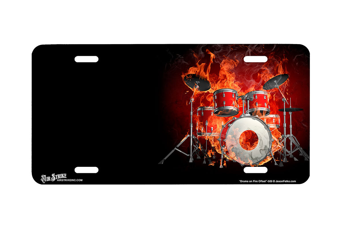 "Drums on Fire Offset" - Decorative License Plate