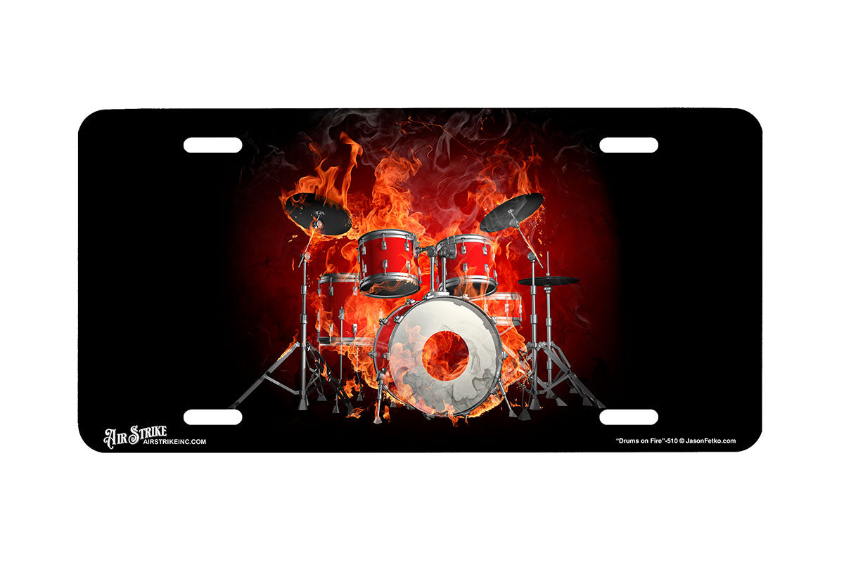 "Drums on Fire" - Decorative License Plate