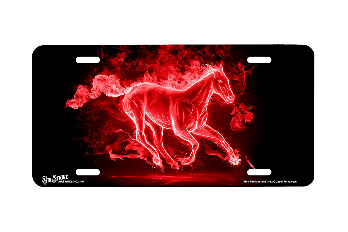 "Fire Mustang Red" - Decorative License Plate