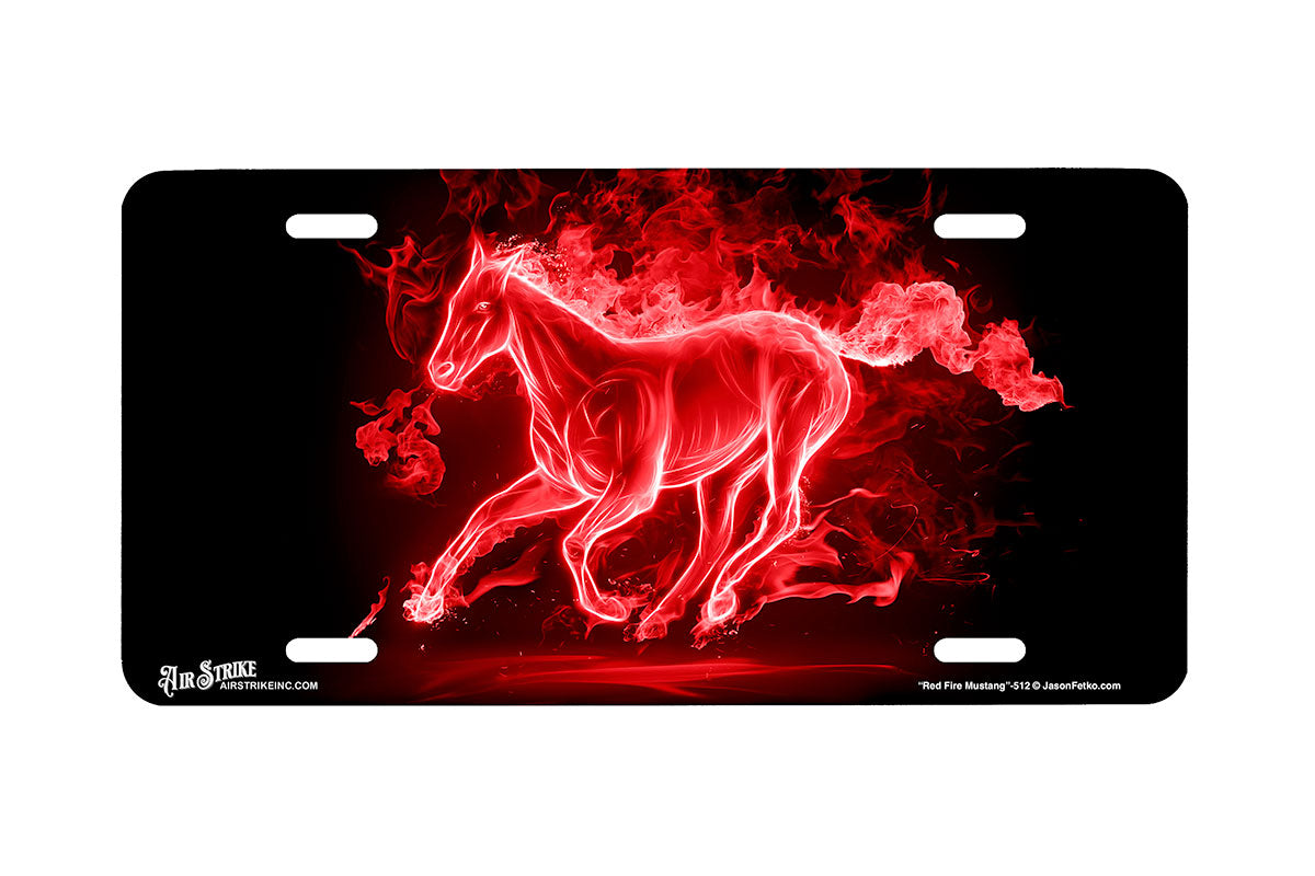 "Fire Mustang Red" - Decorative License Plate