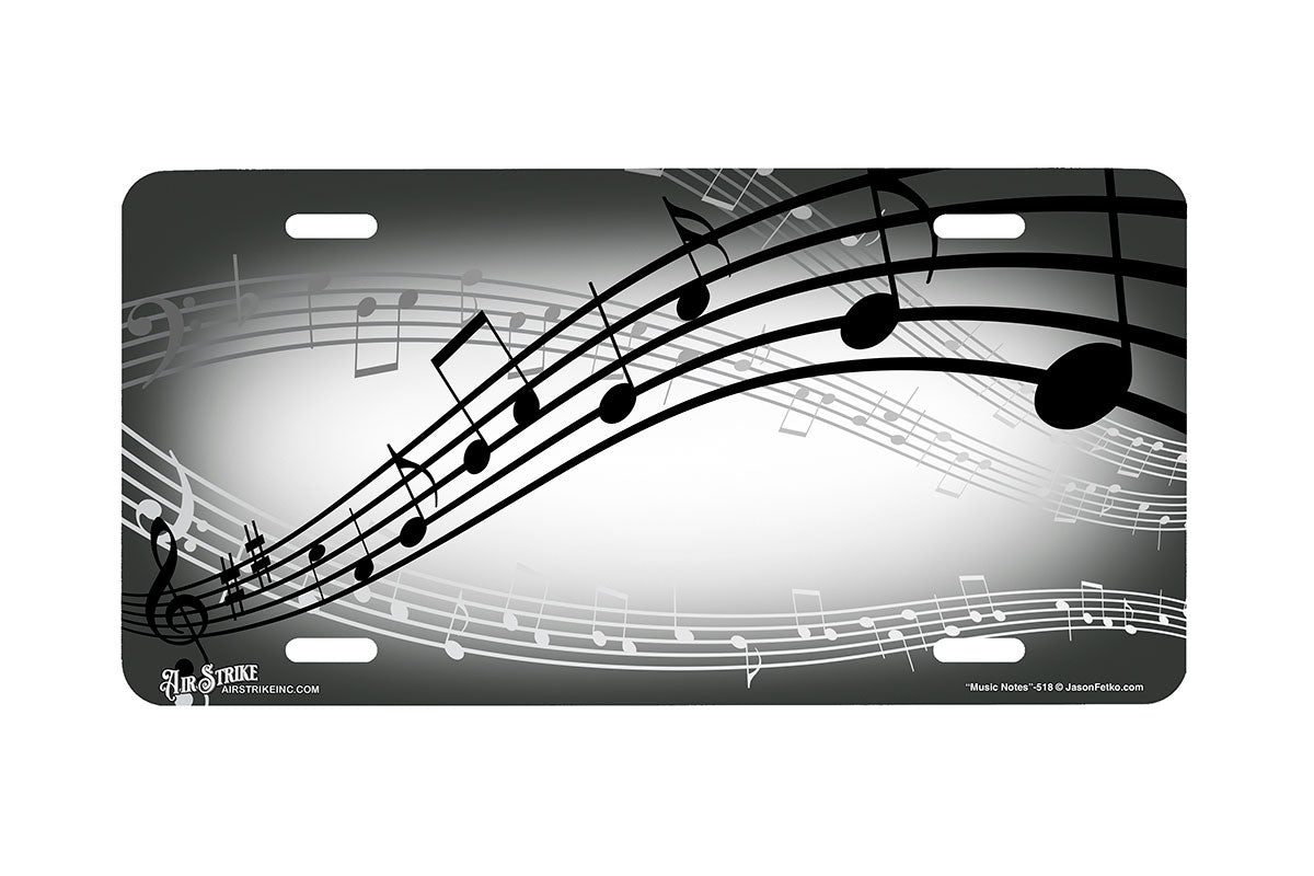 "Music Notes on Gray" - Decorative License Plate