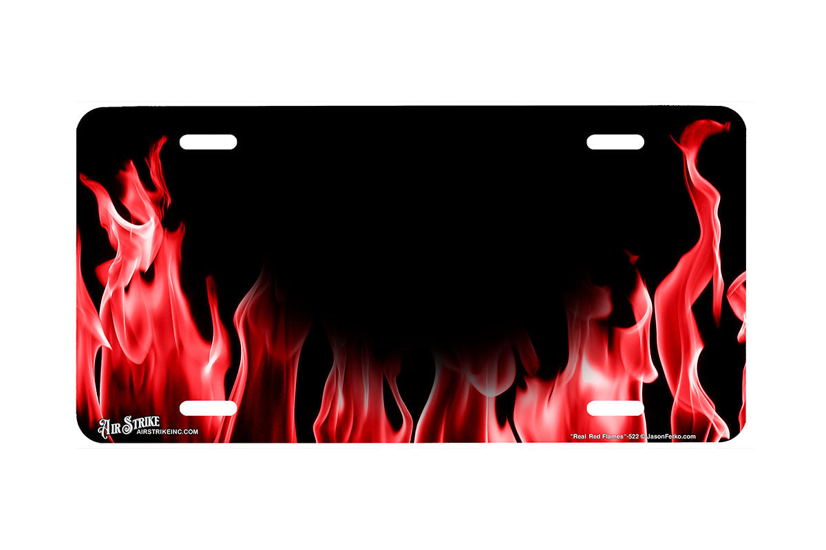 "Real Red Flames" - Decorative License Plate