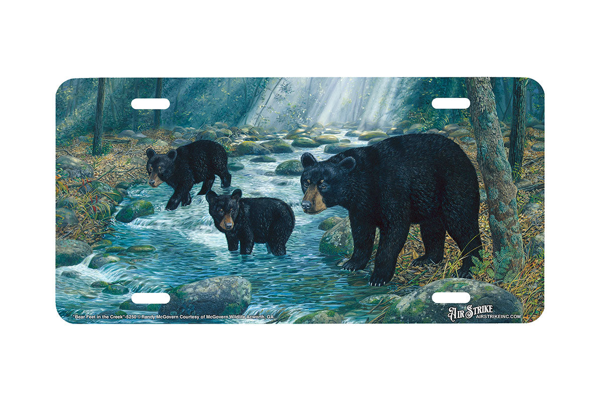 "Bear Feet In The Creek" - Decorative License Plate