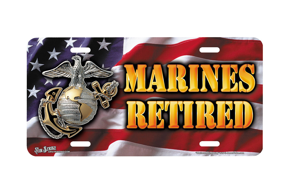 "Marines Retired" - Decorative License Plate