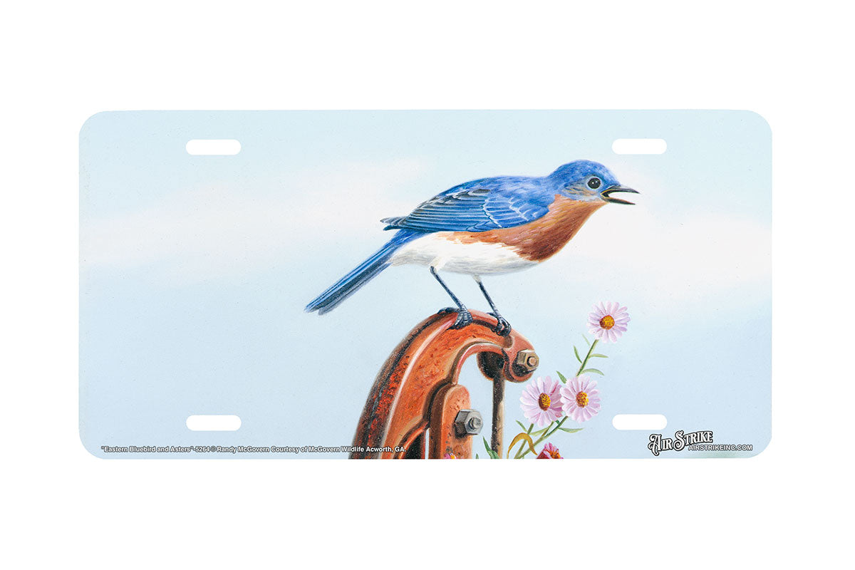 "Eastern Bluebird And Asters" - Decorative License Plate