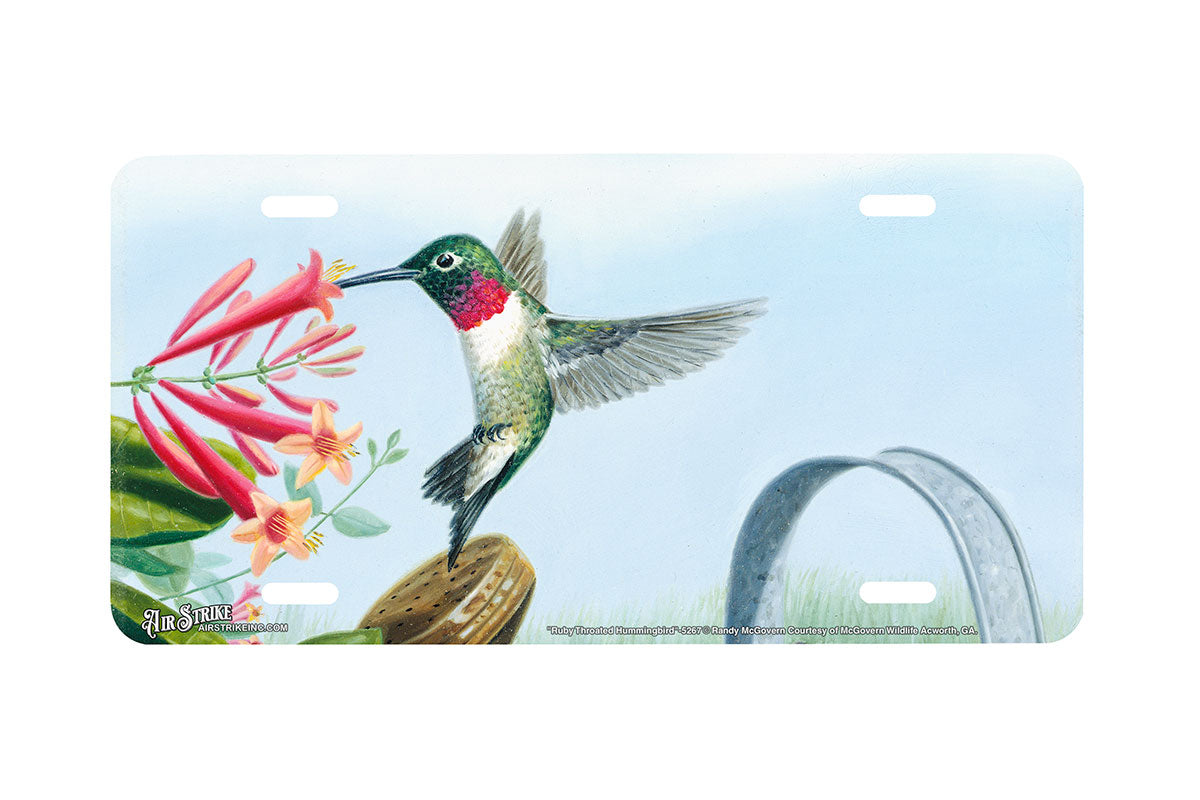 "Ruby Throated Hummingbird" - Decorative License Plate