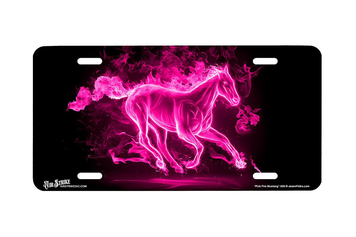 "Fire Mustang Pink" - Decorative License Plate